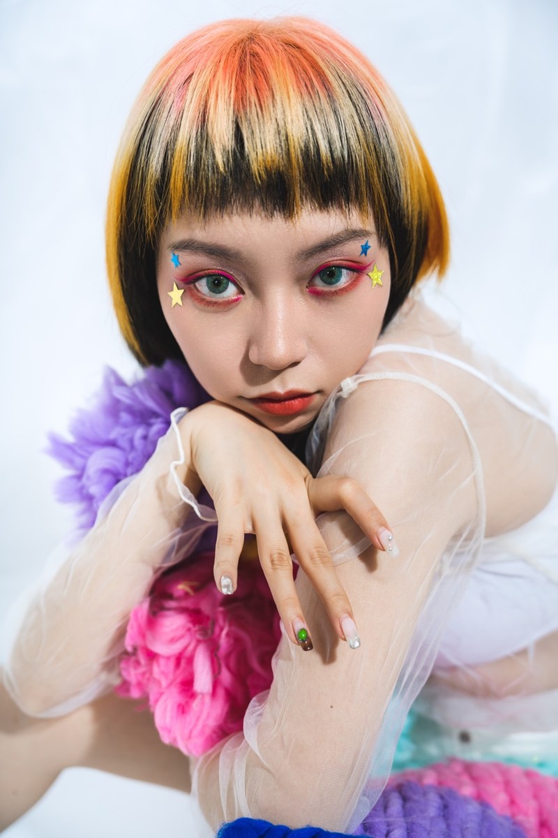 Creative rainbow bob hair colour by SunSun Color